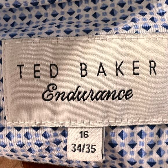 Ted Baker Blue Geometric Button Down Shirt Long Sleeve Modern Heritage XL - Picture 7 of 9